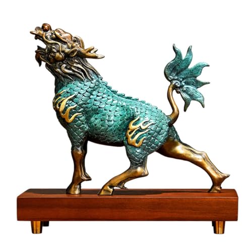 Sculpture Qilin en laiton fait main, objet d'art traditionnel chinois pour buffet
