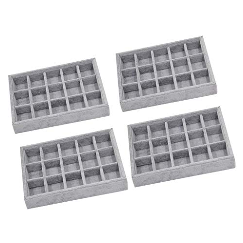 Preisvergleich Produktbild Baoblaze 4X Samt Schmucklade Schmuckvitrine Ohringhalter Ringhalter, 15-Slots