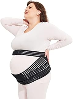 ECOPARTY Maternity Belt, Pregnancy Belly Band Waist Abdominal Back Belly Band Support Brace, Black, Size 2XL