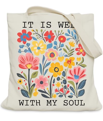 Image of Aesthetic Christian Gifts Tote Bag for Church, Religious Tote Bag for Bible Study, Medium Size with Inner Pocket