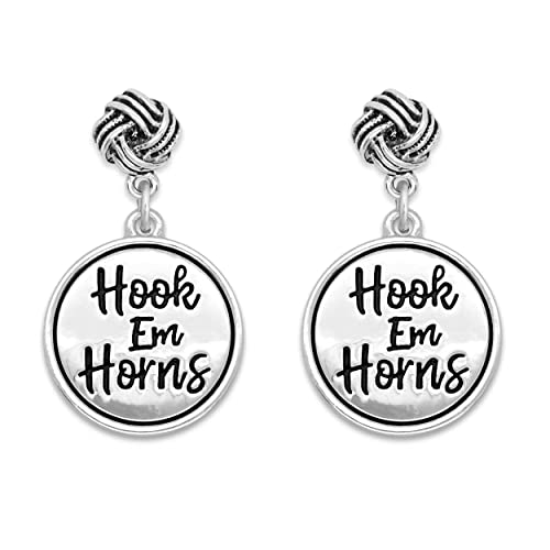 From the Heart Texas Longhorns Hook Em Horns Silver Twist and Shout Earrings Jewelry Gift
