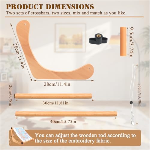 Image of ZOCONE Multifunctional Beech Wood Embroidery Hoop Stand, Adjustable Embroidery Stand 360 Degrees Rotated Cross Stitch Stand, Embroidery Hoop Holder for Cross Stitch and Embroidery Project (C)