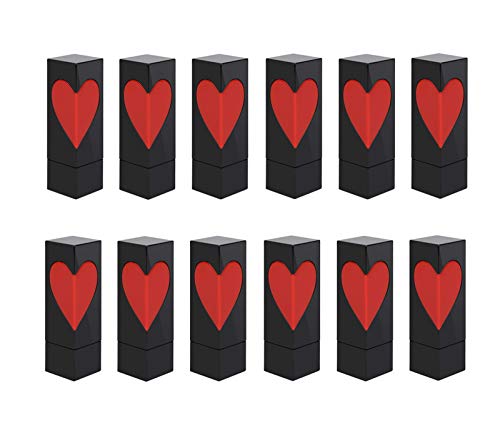 Lip Balm Tubes Lipstick Tubes Love Heart Empty Refillable Plastic Lip Lipstick Containers Square for DIY Homemade Lipstick Lip Balm Cosmetic Makeup,12 Pack
