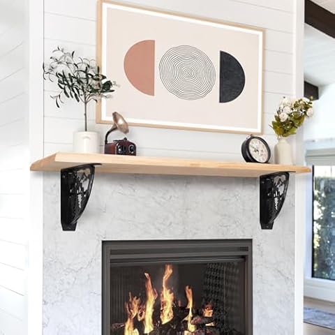 Wood Mantels for Fireplace,Handcrafted Fireplace Mantels 60 Inches,Wall Mount Fireplace Mantel Shelves,Floating Fireplace Mantel with Heavy Duty Metal Bracket for Wall Decor Living Room Cover
