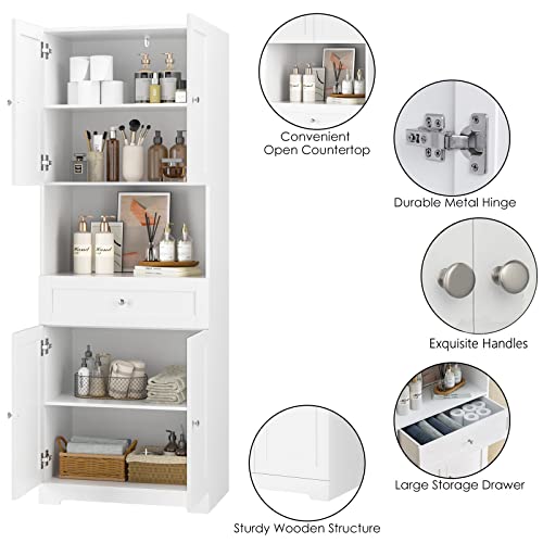 Hifit HFT-MD-0020 Tall Bathroom Storage Cabinets, Modern Linen Storage Cabinet With 4 Doors & Shelves & Drawer, 67 Inch H Tall Storage Cabinet Freestanding thumb #5
