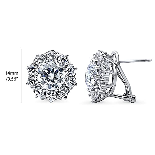 BERRICLE Sterling Silver Rose/Yellow Gold Flashed CZ Small/Large Stud Earrings for Women, Trendy Minimalist Simulated Diamond Cubic Zirconia Earrings - Statement Halo, Art Deco, Flower Designs2