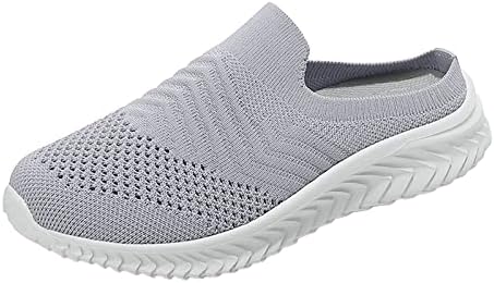 Slip on Breathe Mesh Walking Shoes Women Womens Shoes Solid Color Casual Shoes Mesh Hollow Breathable Fashion Flat No Heel Sport Shoes Grey