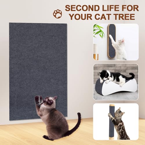 WUZILIN (Dunkelgrau, 30 * 100cm 1Pack) Katzen-Kratzmatte, Wand-Kratzer – vielseitige, Selbstklebende Alternative. Einfache Verwendung für Bäume, Wände, Möbel, Kratzbäume und zum Couch-Schutz.