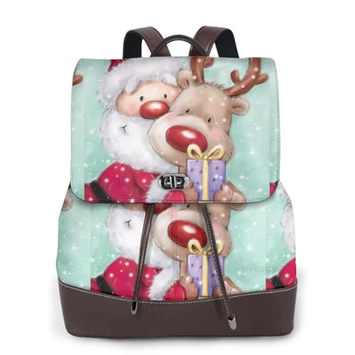 Sac à dos en cuir femme impression de Noël maroquinerie fine