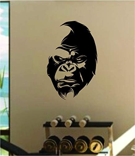 Gorilla Face Wall Decal Sticker Vinyl Art Home Decor Room Bedroom Inspirational Motivational Gym Fitness Health Exercise Sports Weights Cardio Running Abs Lift Work Out Animal Beast