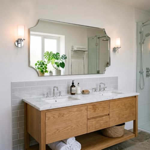Image of MIRRORART Chrome Bathroom Mirrors for Over Sinks, 24x48'' Silver Mirrors
