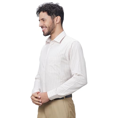 Image of Raymond Men's Slim Fit Pure Cotton Full Sleeve Semi Cutaway Collar Structure Pattern Light Blue Formal Shirt