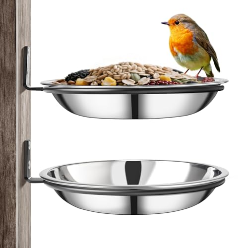 Crow Feeder Tree Mount Stainless Steel Bird Feeder Tray Outdoor Wildlife Feeder Mount Sturdy Corn Feeder for Crows and Squirrels Perfect for Hunting and Bird Watching (2 Packs)