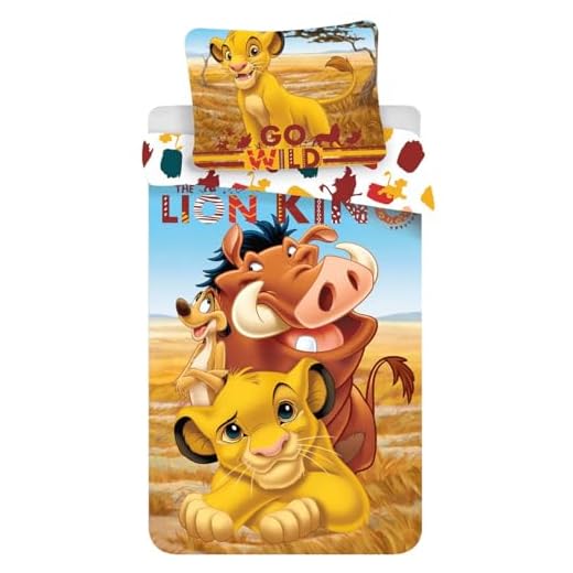 Disney Renforcé Wende Bettwäsche 135x200cm König der Löwen Hakuna Matata The Lion King Simba 3 Disney König der Löwen Bettwäsche Set Kopfkissen Bettdecke Maße 135/140x200 Simba Timon Pumba
