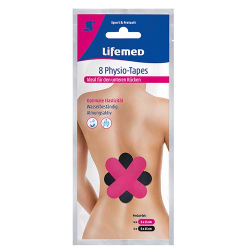Lifemed Nastro per fisioterapia, 15 cm x 5 cm, colori assortiti, per la parte inferiore della schiena, 24 confezioni – 192 tapes)