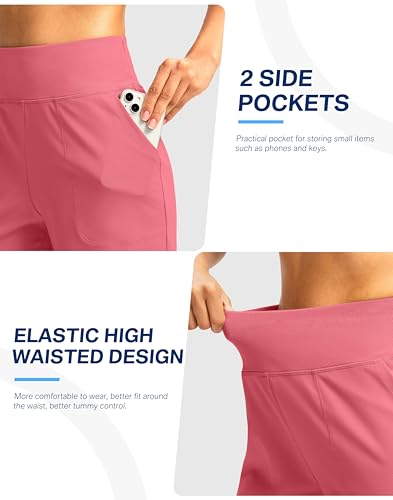 Image of G Gradual Women's Athletic Shorts 6 inch High Waisted Stretchy Bermuda Shorts for Women Quick Dry Summer Casual Shorts