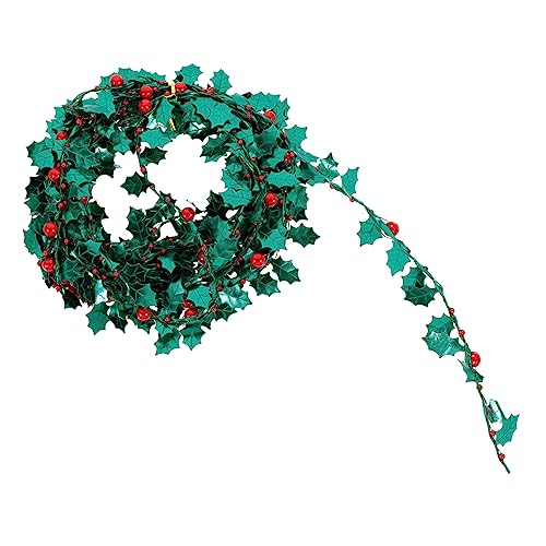 WOONEKY 1roll Christmas Tinsel Wire Craft Garland Leaf Design Flexible and Reusable Decoration for Holiday Parties and Home Decor