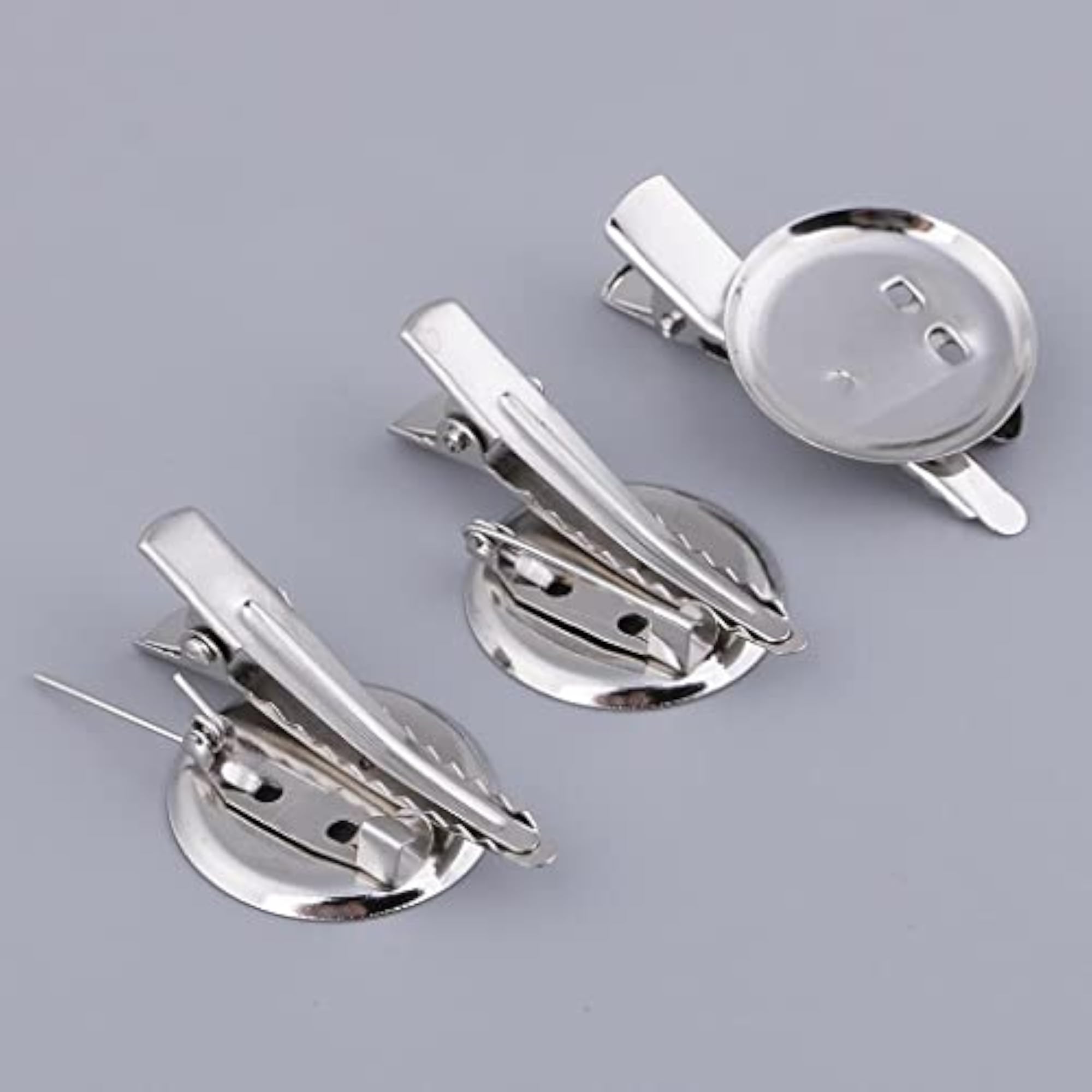 30 Pieces Round Brooch Base Hair Clips Cabochon Blank Tray