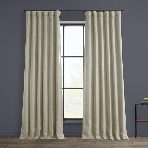 HPD Half Price Drapes Faux Linen Room Darkening Curtains – 108 Inches Long Luxury Linen Curtains for Bedroom & Living Room (1 Panel), 50W X 108L, Oatmeal