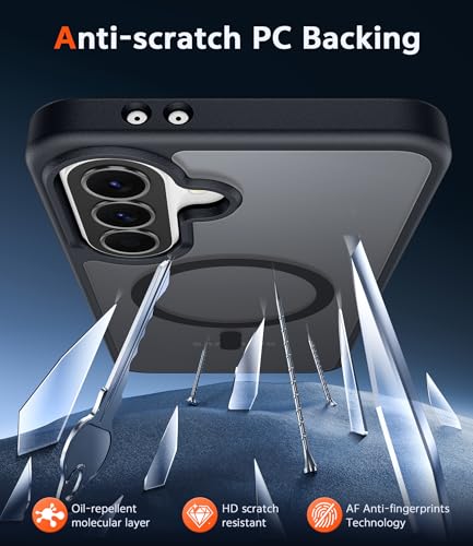 Image of FNTCASE for Samsung Galaxy A37-5G Case: Matte Translucent A36 Phone Cases with Screen Protector Lens Protection Compatible with Magsafe Rugged Protective Cell Cover (Frosted Black Magnetic)