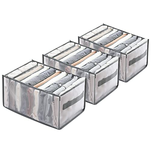 Joycabin 3 Stück Kleiderschrank Kleider Organizer, Mesh Kleidung Aufbewahrungsbox für Jeans, Hosen, T-Shirt, Hemden, Aufbewahrungsboxen Schubladenbox, Kleideraufbewahrung Box Cover