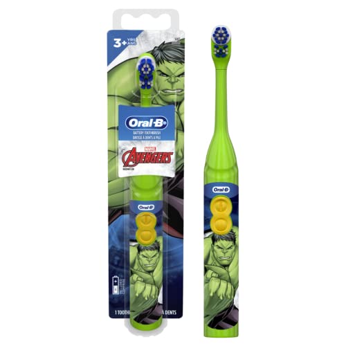Oral-B Kid's Battery Automatic Toothbrush Featuring Marvel's Avengers, Soft Bristles, For Kids 3+ (Character May Vary), 1 Piece,Red