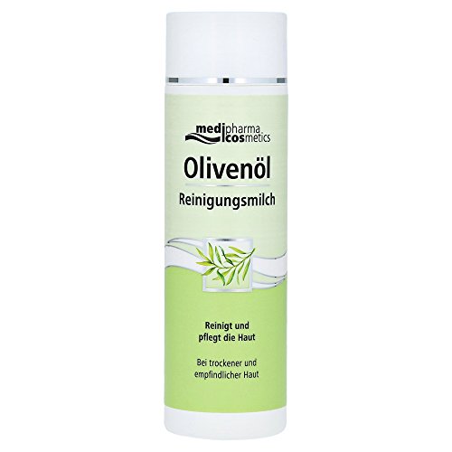 Olivenöl Reinigungsmilch | Reinigt und pflegt die Haut | Mild reinigende Milch | Entfernt Make-Up schonend | Für trockene & empfindliche Haut | Mit kaltgepresstem Olivenöl | 200 ml