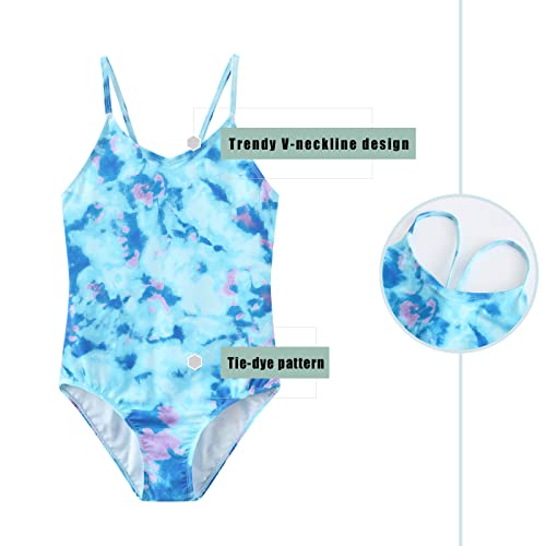 Image of Girls One Piece Swimsuits Hawaiian Floral Bathing Suit for Kids Adjustable Straps Swimwear 3-16 Years