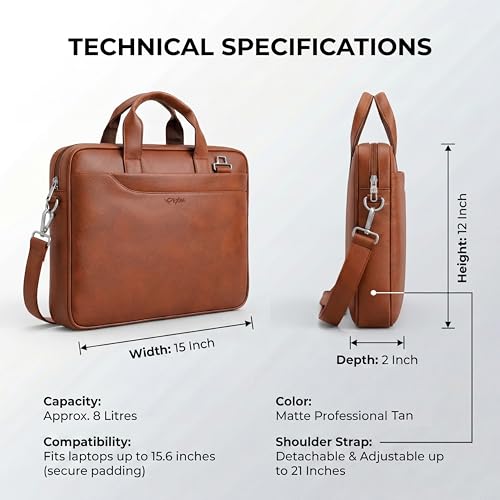 Image of EXIM Prime Laptop Bag for Men Office Use| Office Bag for Men| Vegan Leather Laptop Messenger Bag| Fits Up to 15.6 Inch Laptop| Business Briefcase with Handle and Shoulder Strap