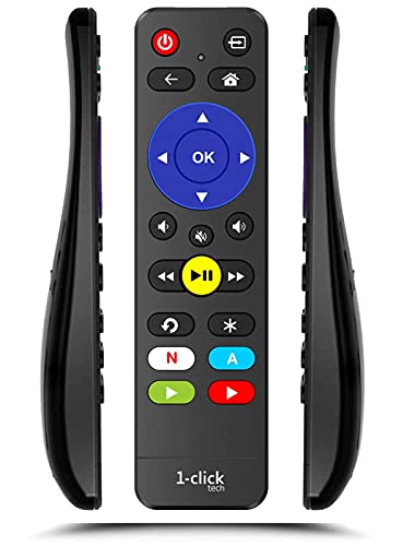 1-clicktech Remote [2-in-1 with TV Power+Volume] for Roku Express, Compatible w/Roku Premiere Ultra, 4/3/2/1, and All Roku TV [Not for Stick]