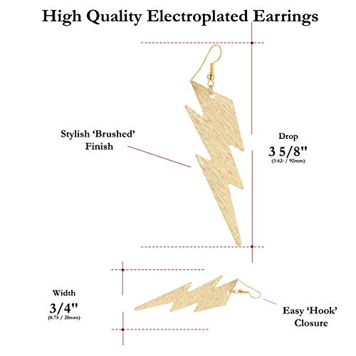 IDB Delicate Filigree Dangle Lightning Bolt Drop Hook Earrings - Available in Silver and Gold Tones2