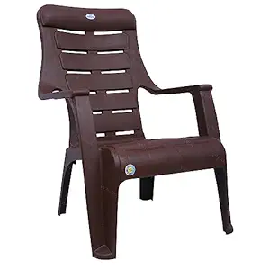 VV National Plastic Moulded Chair - Holiday Model, Brown, High-Density Durable Chair for Indoor & Outdoor Use
