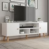 YOPIDO Mueble para TV Diseño Moderno y Minimalista, Centro de Entretenimiento para TV con Entrepaños y Puertas para...
