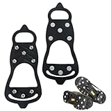 Fáciles de usar y guardar: Nuestros crampones universales para raquetas de nieve se colocan y retiran en segundos. Su cierre de velcro facilita su uso. Coloque los crampones completamente en la zapatilla y fije los tornillos de hielo con el velcro.