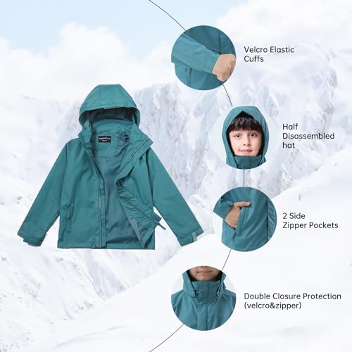 Image of YINGJIELIDE Boys Girls Waterproof Rain Jackets Kids Easy to Fold Windbreaker Lightweight Outdoor Hooded Raincoat