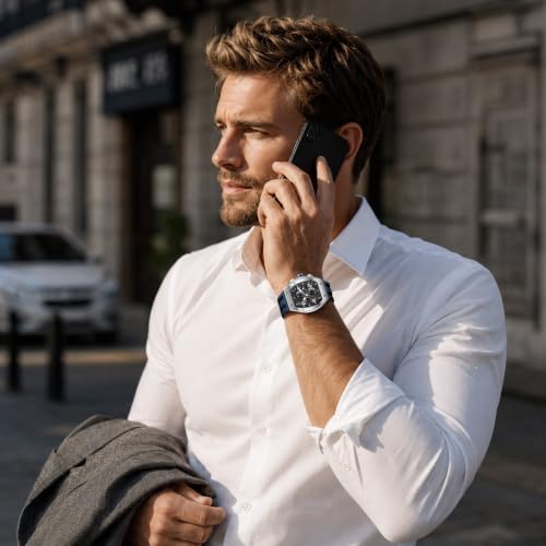 Image of TSAR BOMBA Men's Luxury Quartz Watch, Luminous Dial 5ATM Water Resistance Silicone Strap Men's Wristwatch Ideal Gift for Men