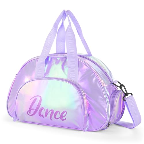 Choco Mocha Dance Bag for Toddler Girls Ballet Bags for Girls 4-6 6-8 With Shoe Compartment, Dazzle Purple