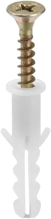 50pcs 6x30mm Plastic Expansion Pipe Column Concrete Anchor Wall Plug Frame Fixings Tube with Screws White DUO ER