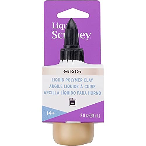 Liquid Sculpey Liquid Polymer Oven-Bake Clay, Gold, 2 oz. bottle, Great for jewelry, holiday, DIY, mixed media, window clings, home décor and more! Great for beginners to artists!