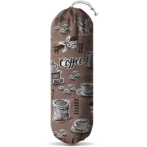 Hglian Grocery Plastic Bag Holder and Dispenser Wall Mount Plastic Bags Organizer Garbage Trash Bags Storage Carrier,Coffee Decoration for Cafe Kitchen Coffee Corner,Gifts for Women Coffee Lovers Cover