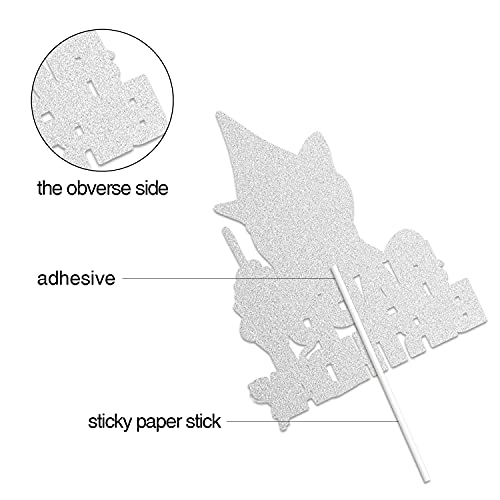 Cat Cartoon Happy Birthday Cake Topper Black Glitter For Pet Themed Bday Party Decoration Supplies #TOP2