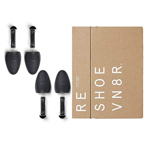 Reshoevn8r Premium Adjustable Sneaker and Shoe Trees, for Cleaning, Shaping and Crease Prevention (Pack of 2) Black