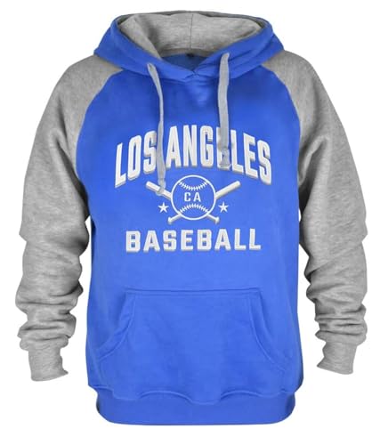 CLORPEAK Mens Baseball City Fully Embroidery Soft Sweatshirt Hoodie - Blue M