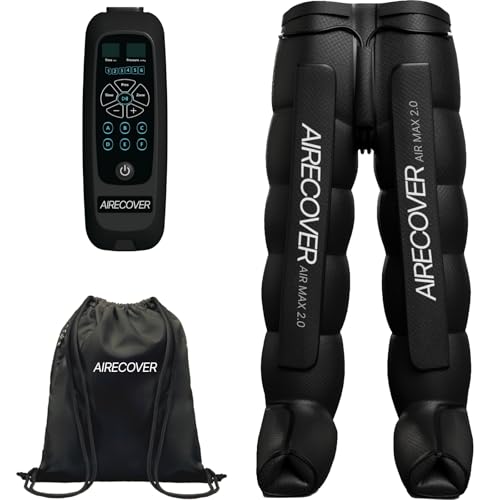 Airecover Pantalon de Presoterapia para Casa, Masajeador de Piernas Cansados con 6 Camaras, Mejora la Circulación, Recuperación Muscular Drenaje Linfático Celulits,6 Modos,30-250 mmHg
