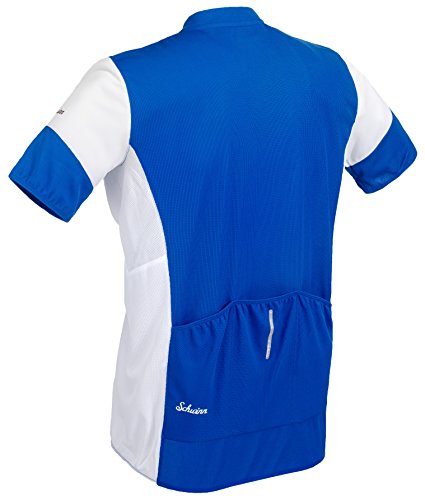 Schwinn Men's Pro Cycling Jersey - Adjustable Zipper Cycling Shirt with Pockets and Visibility Stripes - Athletic Fit Bike Jersey for Men (Blue, Large)
