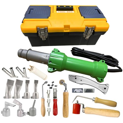 Beyondlife 1600W Pistola térmica de aire caliente antorcha de soldadura de plástico soldador pistola calefactora, iluminación LED, 4 boquillas de soldadura planas, varios accesorios de soldadura