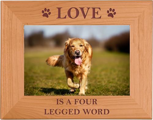 CustomGiftsNow Love Is A Four Legged Word Alder Wood Picture Frame - Great Gift for a Dog Lover (4x6 Horizontal)