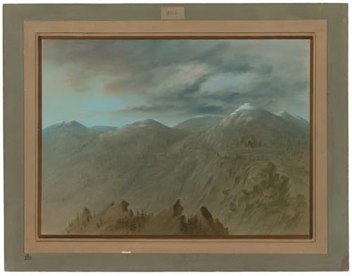 Peinture George Catlin 60x90cm : habiller un grand mur de salon avec un paysage de montagne