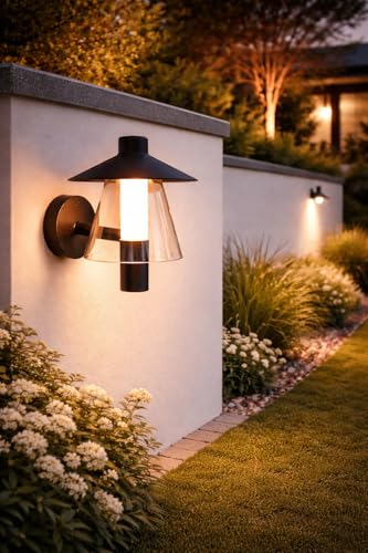 Image of FILLISKA LED Wall Light, 12 Watt, Indoor /Outdoor, Warm White, IP-65 Rated (Black Hat -588)