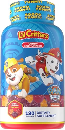 Lil Critters Nickelodeon Paw Patrol Kids Multivitamin Gummies | 190 Count | Gummy with Vitamin A B C D E | Fruit Flavors | 11 Essential Nutrients | Gluten and Dairy-Free Children's Daily Supplement